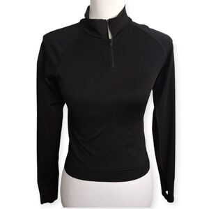 PINK Victoria's Secret Black Quarter-Zip Sweatshirt Sz.XS EUC